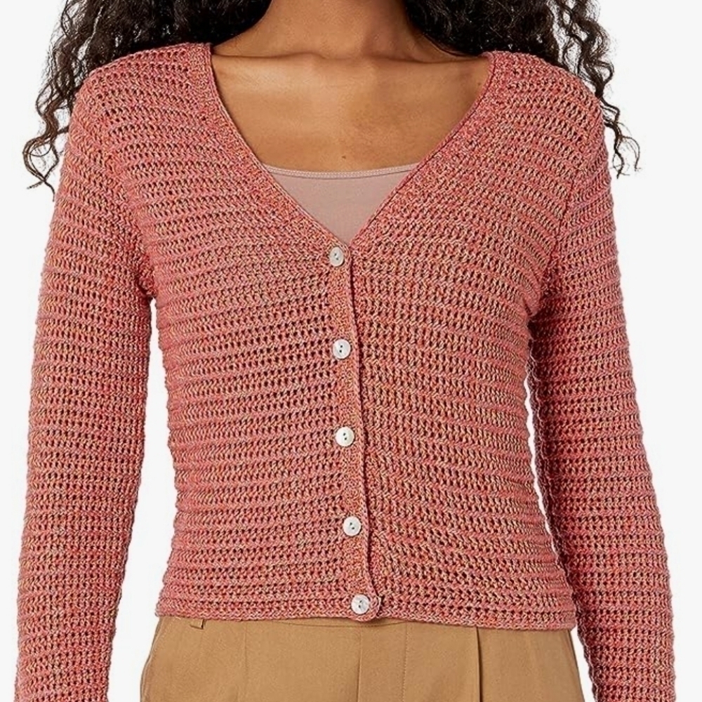 Vince Multicolor Marled Open Knit Button Cardigan - Picture 4 of 12